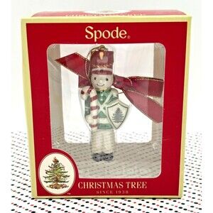 Spode Christmas Tree Soldier Ornament Porcelain w/ Shield Candy Cane NOS 2013